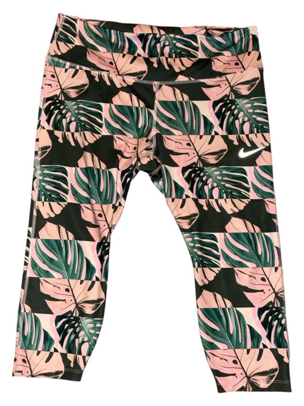 Nike Pink & Green Tropical leaf Cropped Leggings 2x